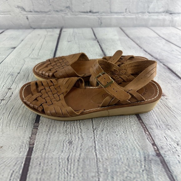 Rapallo Genuine Leather Slingback Brown Woven 528-22526-528-9500 Sandals Size 5M - Picture 4 of 10